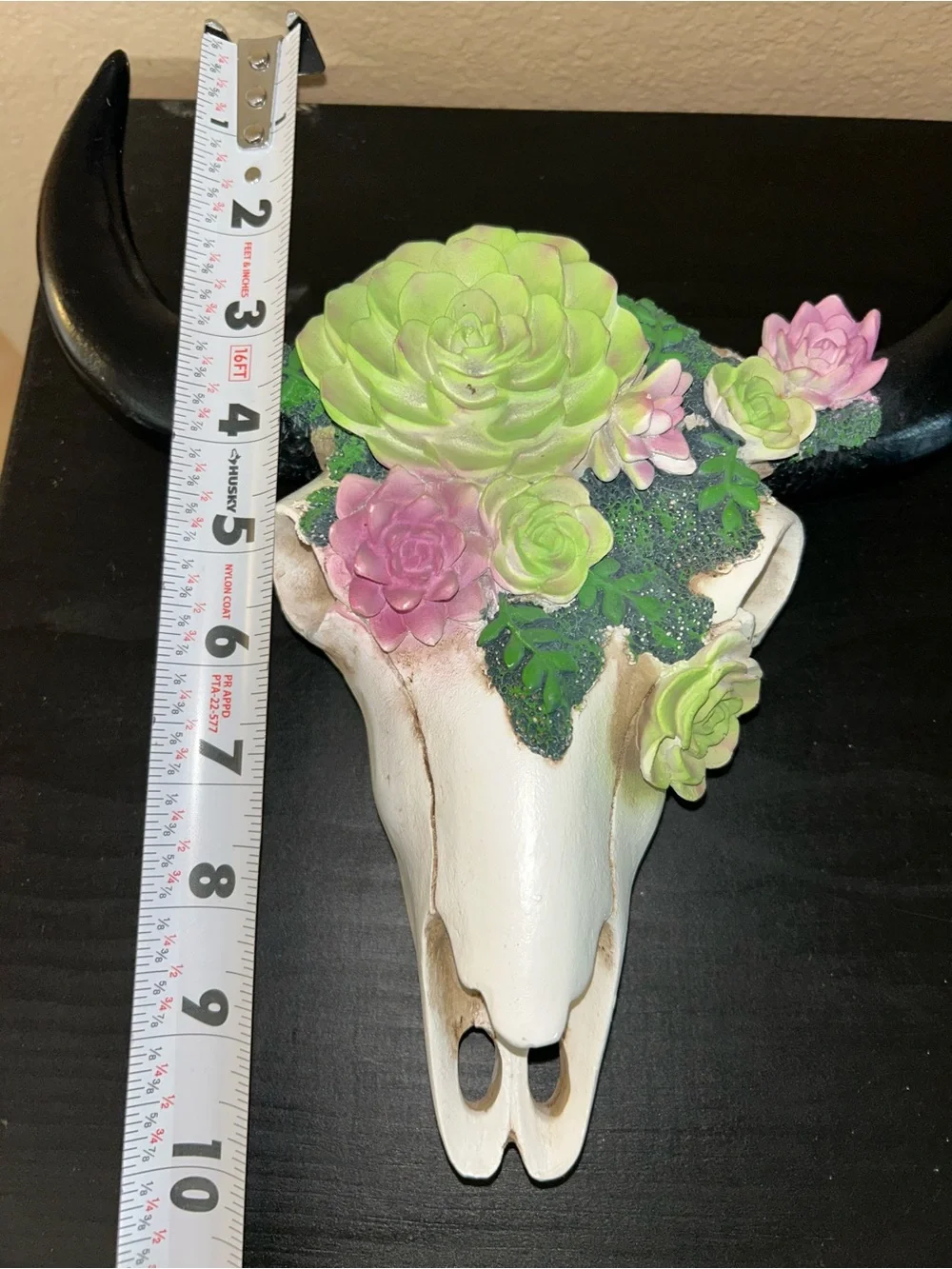 Western Faux Steer Skull Floral Wall Hanger Succulent Flower Accent desert chic